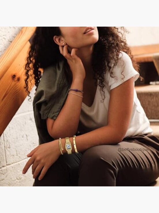 Gold Bangle Watch and Bracelet Set - Quartz Movement, Analog Display, Stainless main image 6